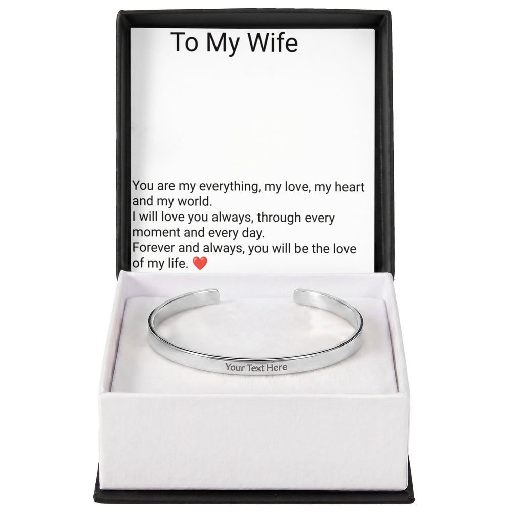 Wife Engraved Cuff Bracelet – Personalised Love Gift for Her
