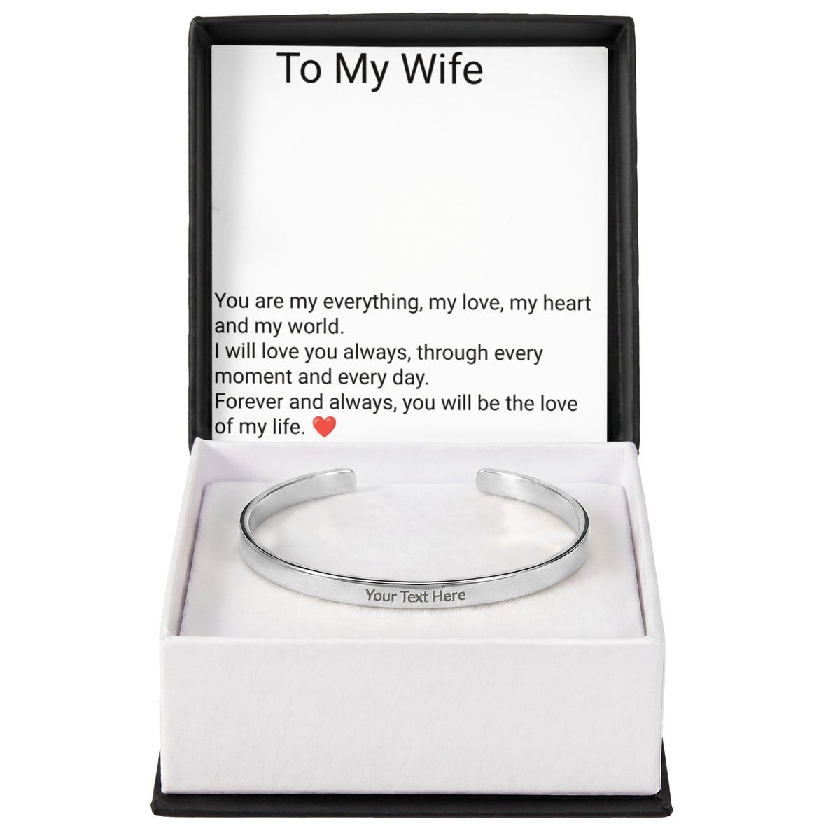 Wife Engraved Cuff Bracelet – Personalised Love Gift for Her