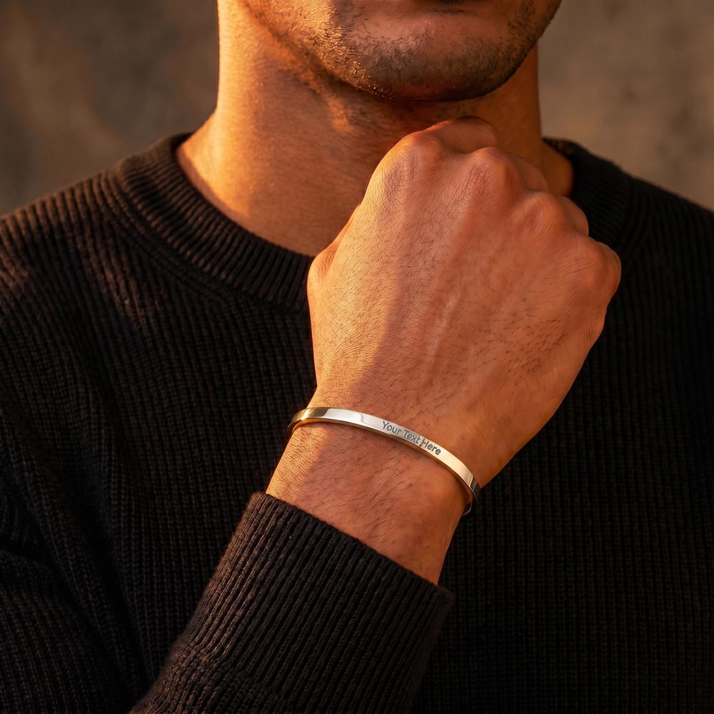 Wife Gift Engraved Cuff Bracelet – Loving Message on Both Sides
