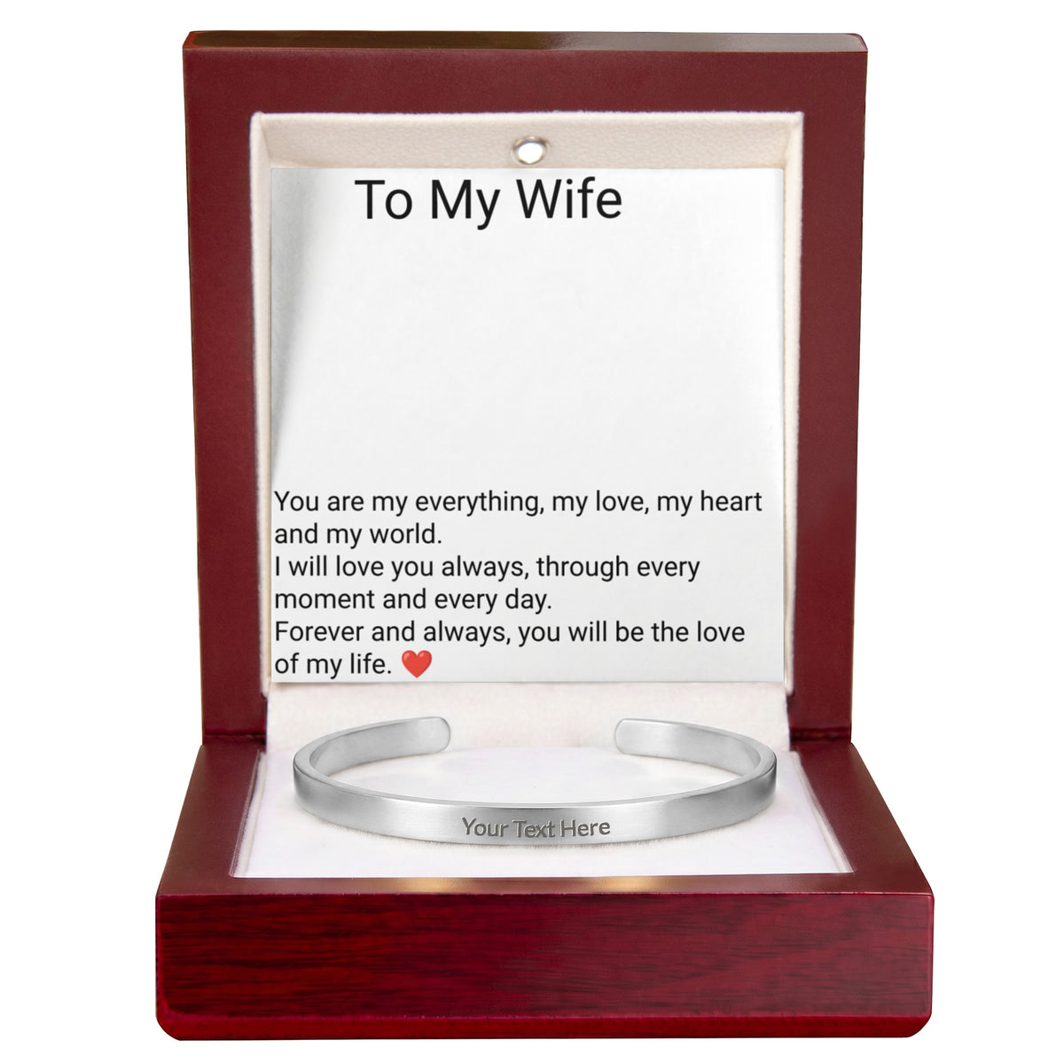 Wife Engraved Cuff Bracelet – Personalised Love Gift for Her