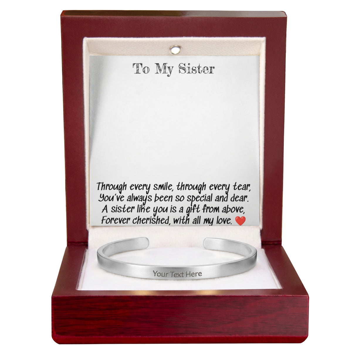 To My Sister A Engraved  Cuff Braclet