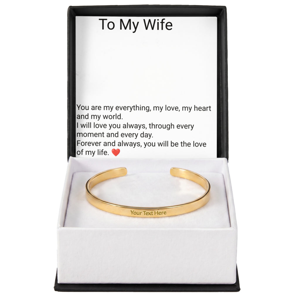Wife Engraved Cuff Bracelet – Personalised Love Gift for Her
