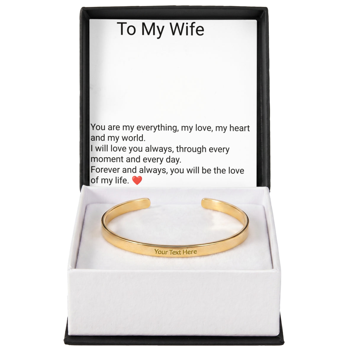 Wife Engraved Cuff Bracelet – Personalised Love Gift for Her