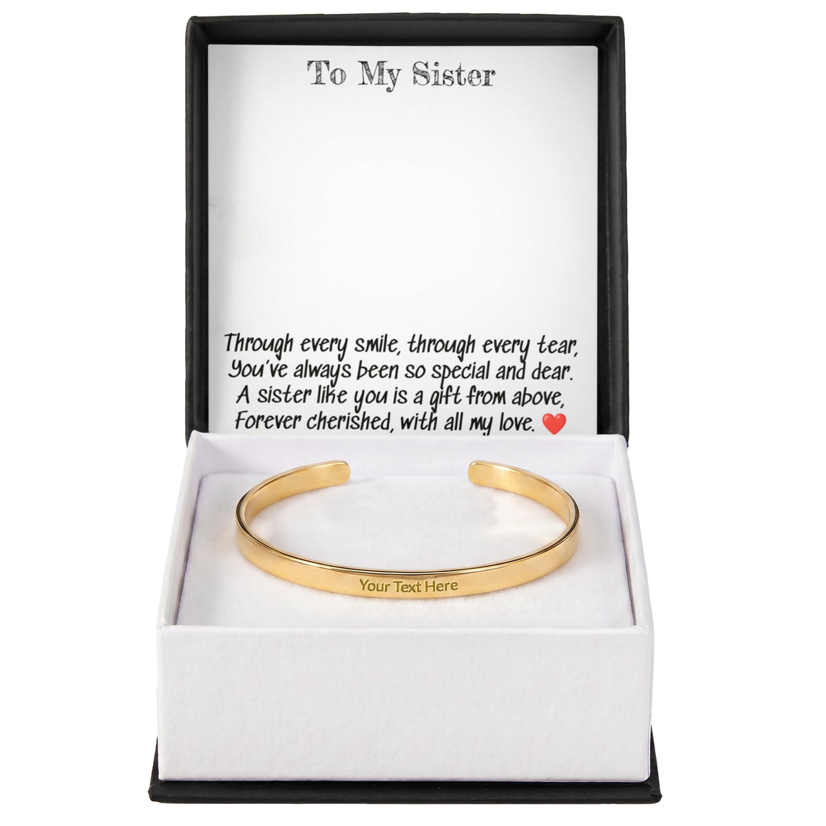 To My Sister A Engraved  Cuff Braclet