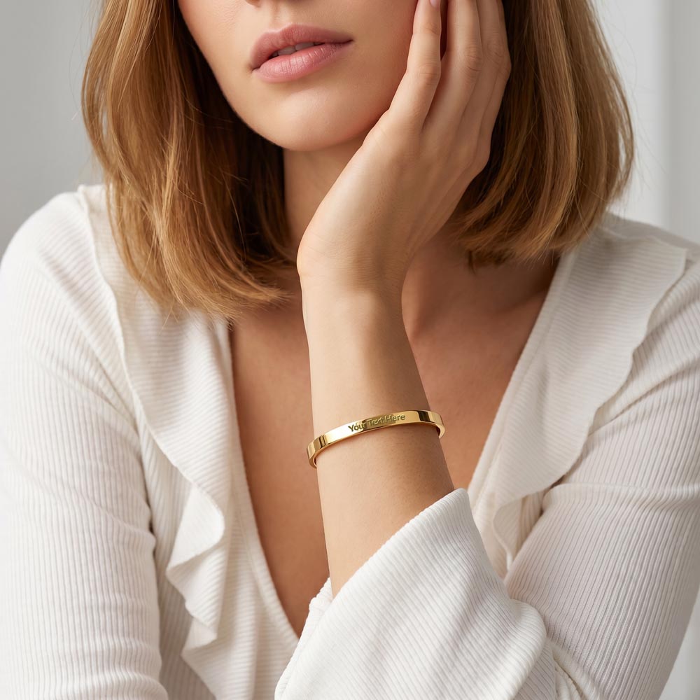 Wife Gift Engraved Cuff Bracelet – Loving Message on Both Sides