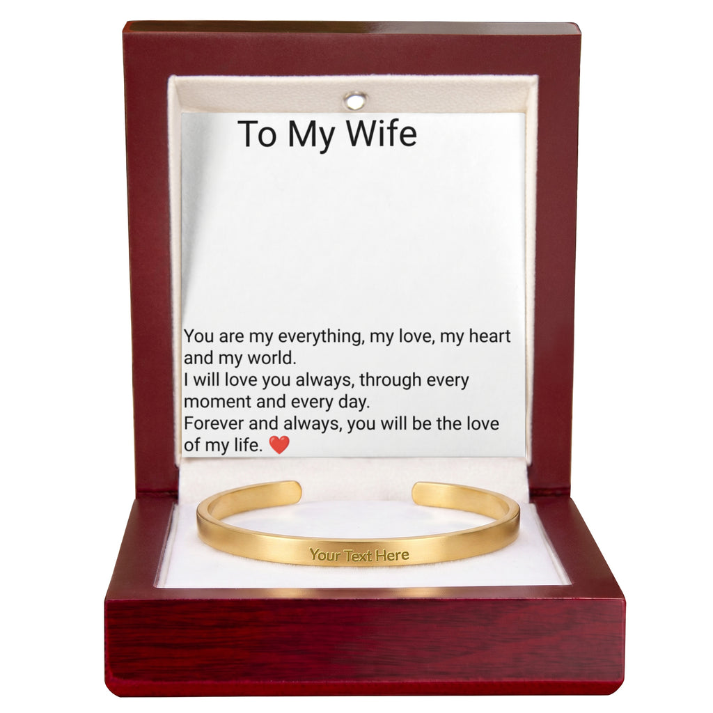 Wife Engraved Cuff Bracelet – Personalised Love Gift for Her
