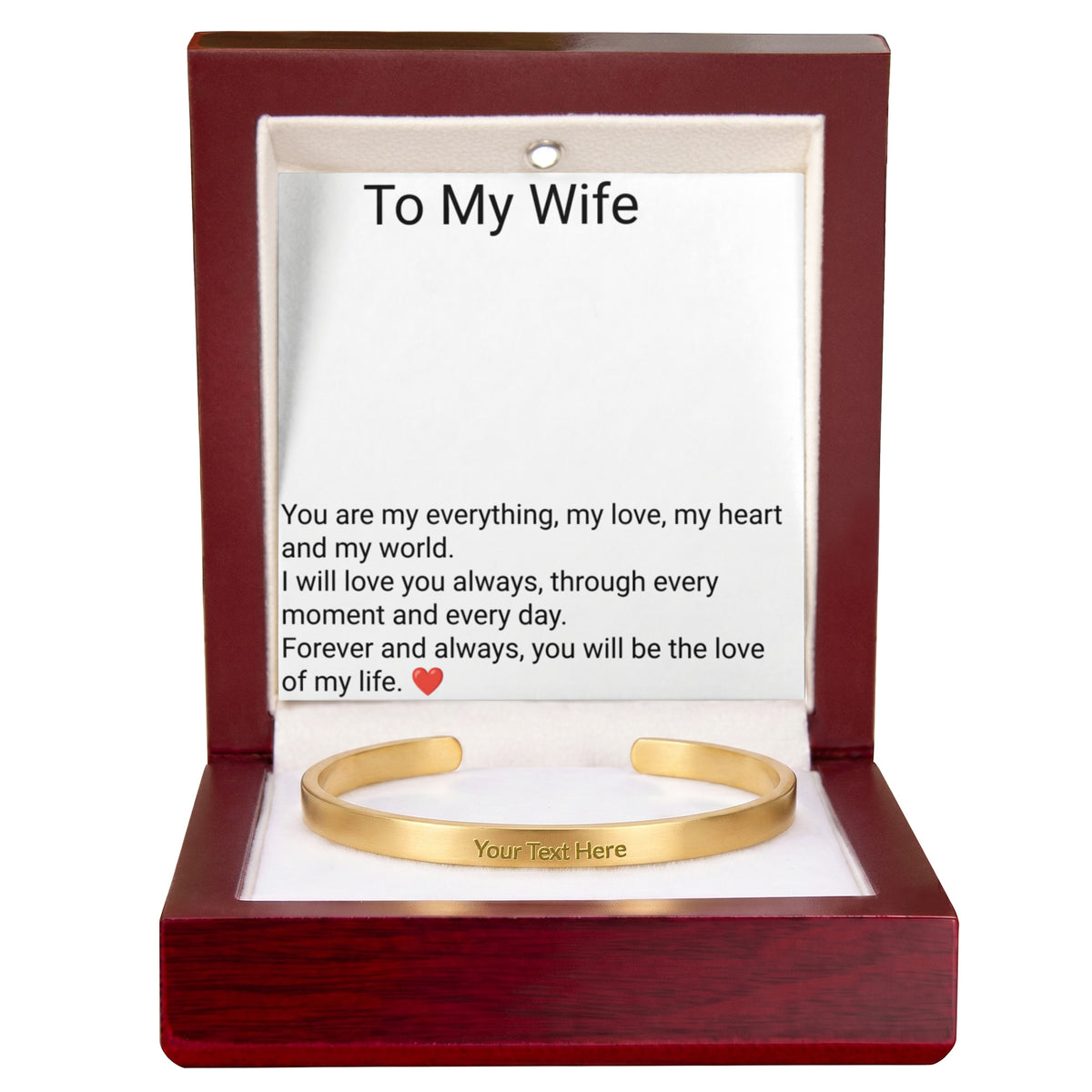 Wife Engraved Cuff Bracelet – Personalised Love Gift for Her