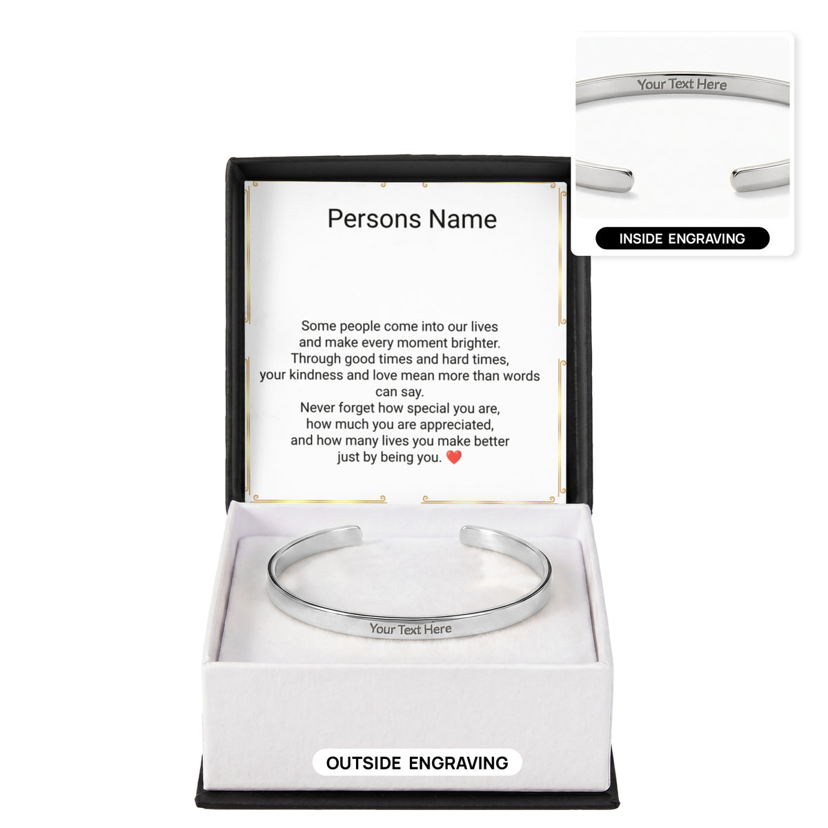 Unisex Engraved Cuff Bracelet – Loving Message on Both Sides