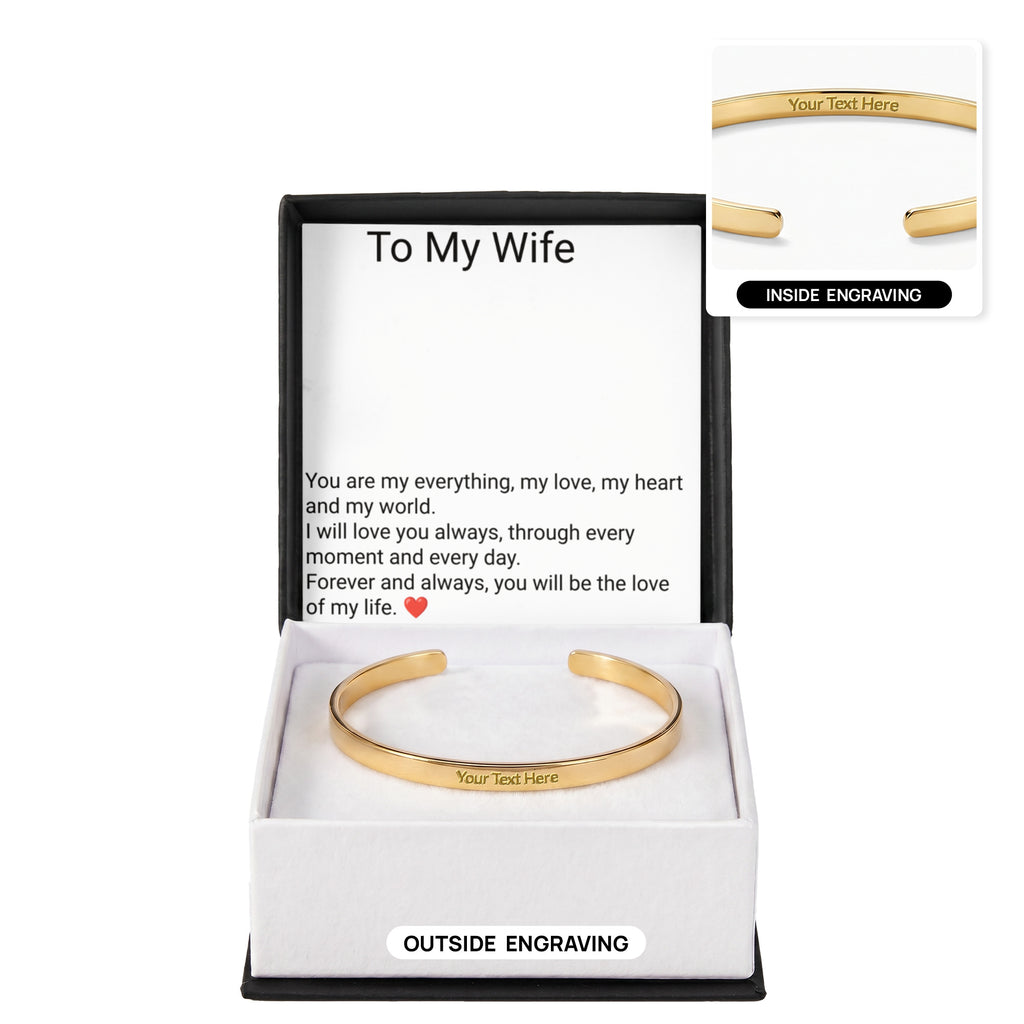 Wife Engraved Cuff Bracelet – Personalised Love Gift for Her