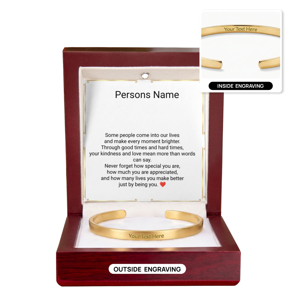 Unisex Engraved Cuff Bracelet – Loving Message on Both Sides