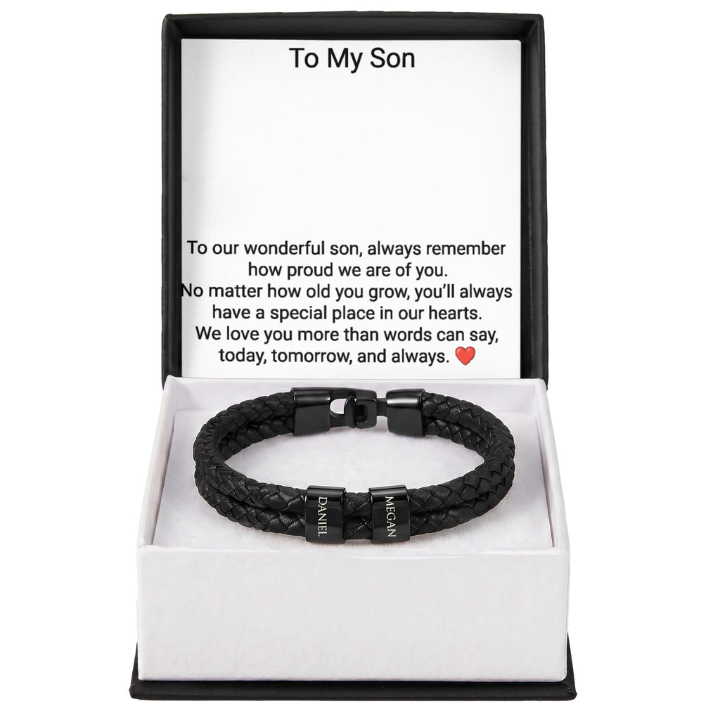 Engraved Bracelet for Son – Personalised Gift from Mum or Dad