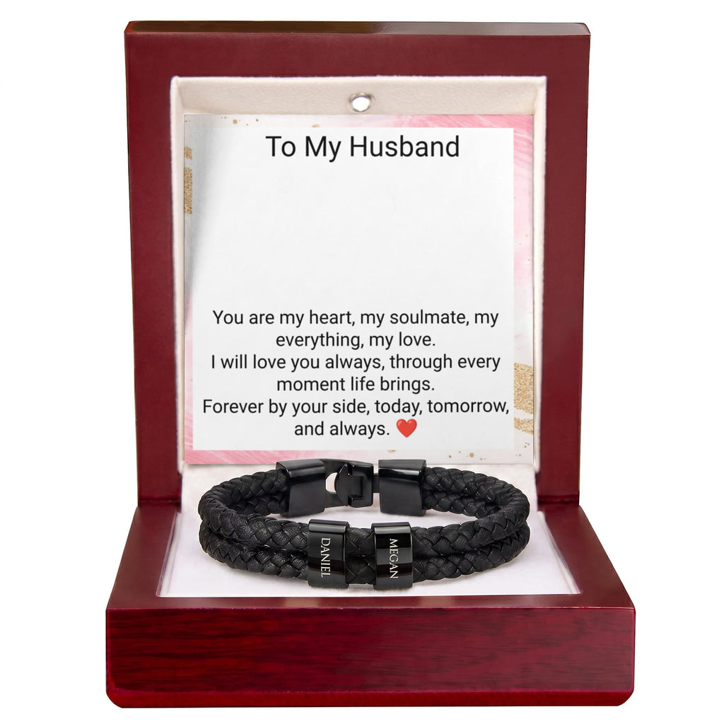 Engraved Bracelet for Husband – Personalised Romantic Gift for Him