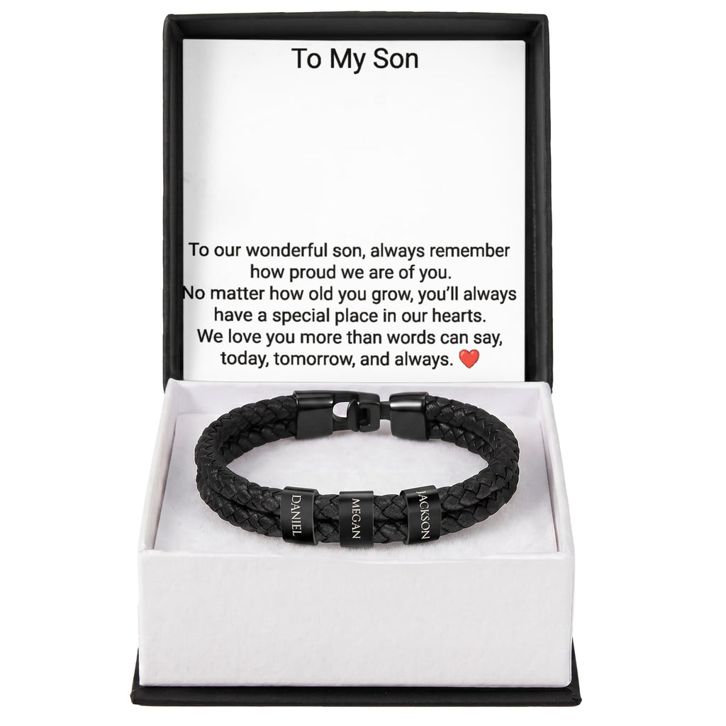 Engraved Bracelet for Son – Personalised Gift from Mum or Dad