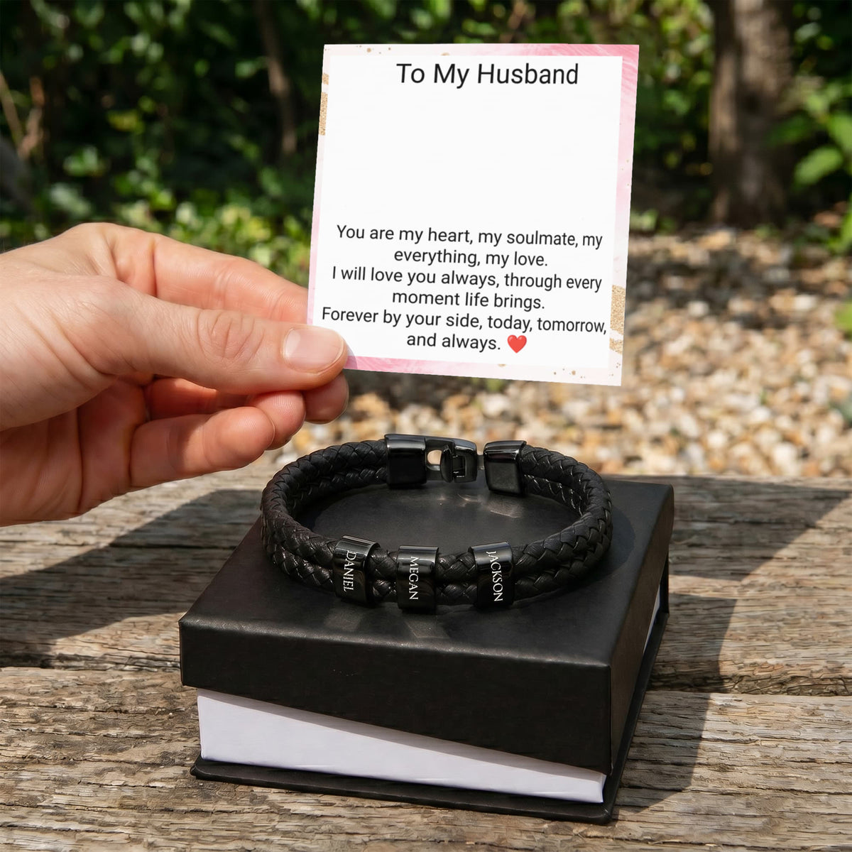 Engraved Bracelet for Husband – Personalised Romantic Gift for Him