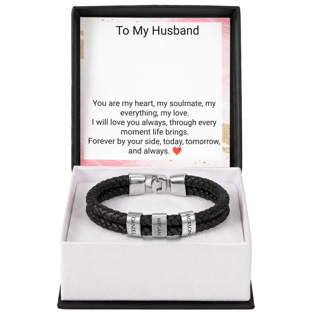 Engraved Bracelet for Husband – Personalised Romantic Gift for Him