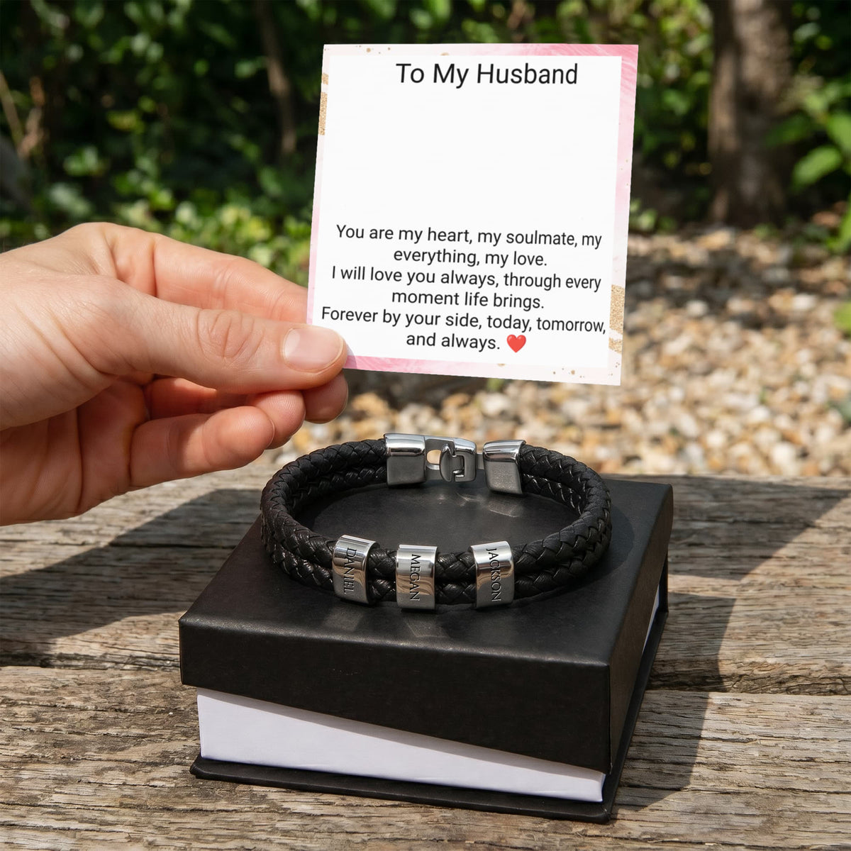 Engraved Bracelet for Husband – Personalised Romantic Gift for Him