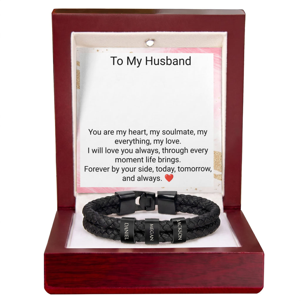 Engraved Bracelet for Husband – Personalised Romantic Gift for Him