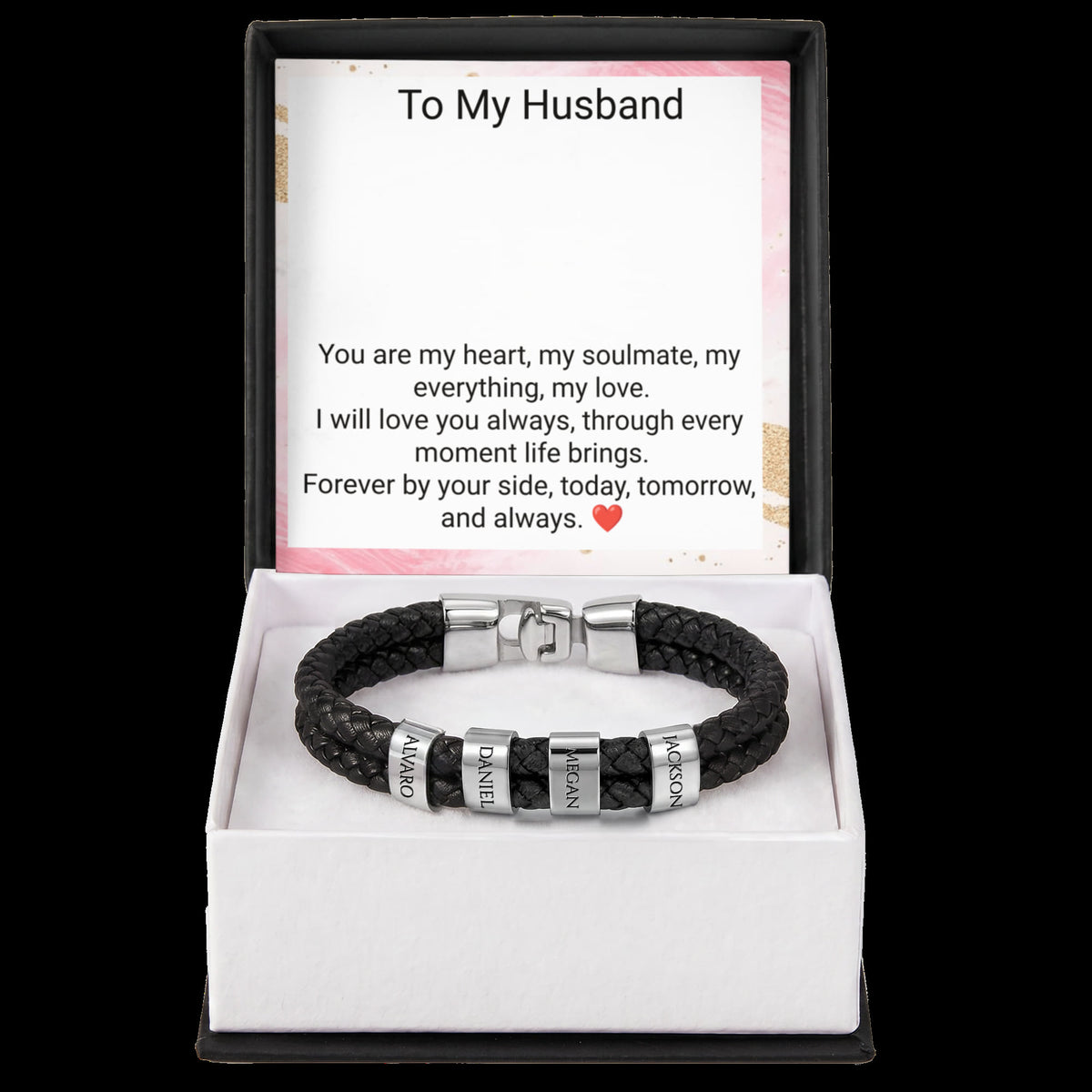 Engraved Bracelet for Husband – Personalised Romantic Gift for Him