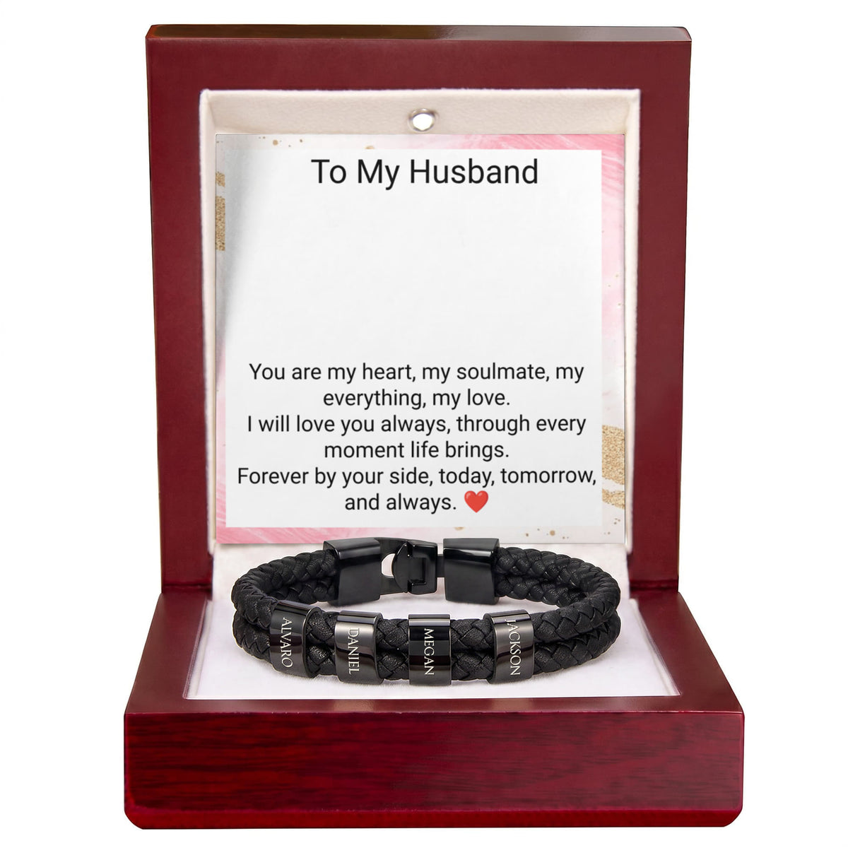 Engraved Bracelet for Husband – Personalised Romantic Gift for Him