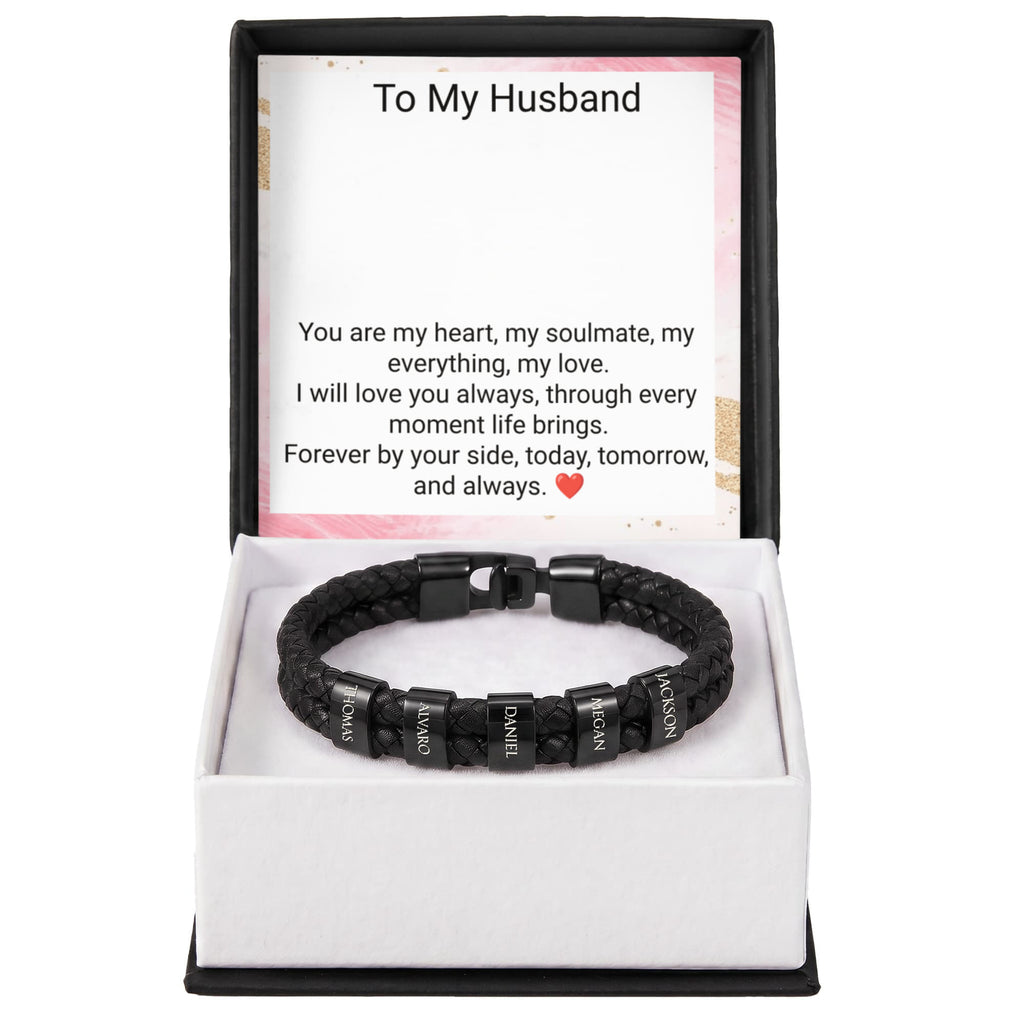 Engraved Bracelet for Husband – Personalised Romantic Gift for Him