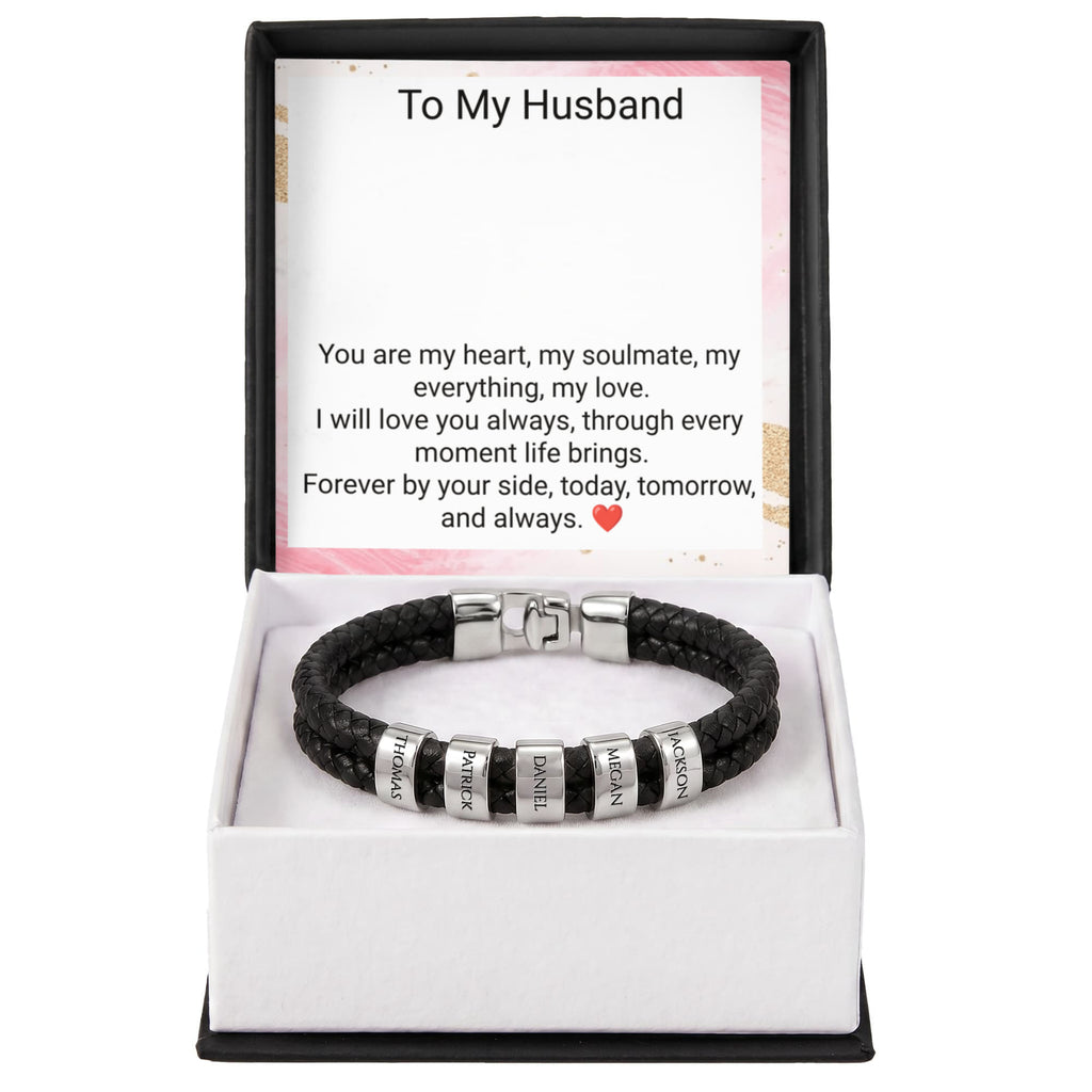 Engraved Bracelet for Husband – Personalised Romantic Gift for Him