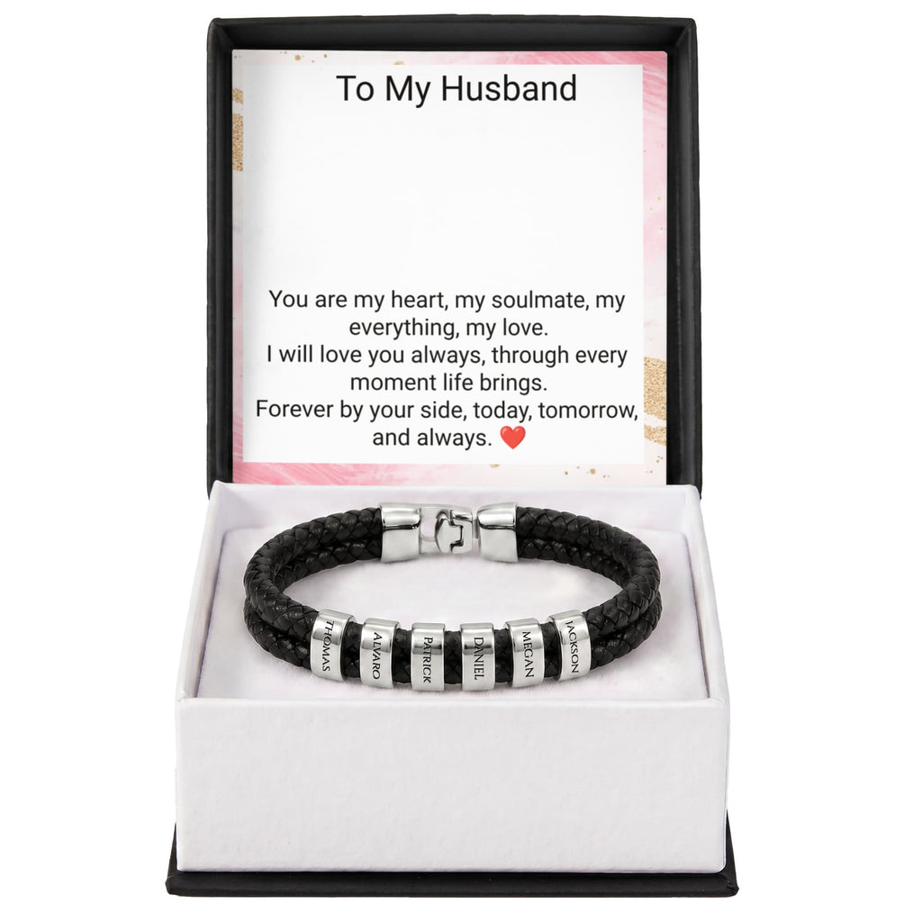 Engraved Bracelet for Husband – Personalised Romantic Gift for Him