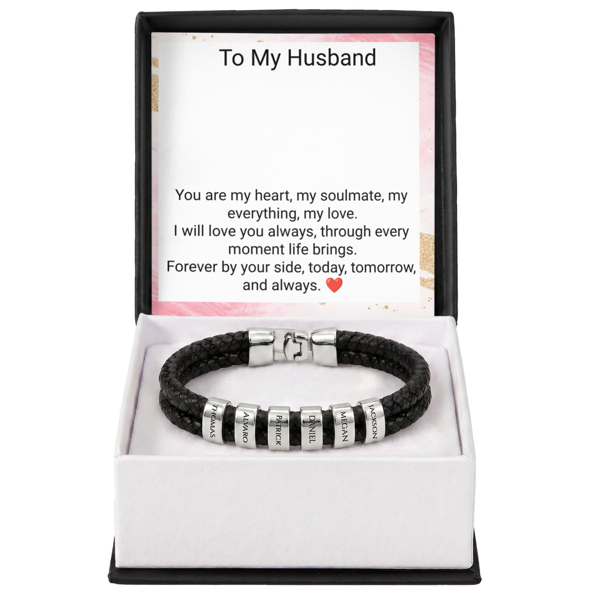 Engraved Bracelet for Husband – Personalised Romantic Gift for Him