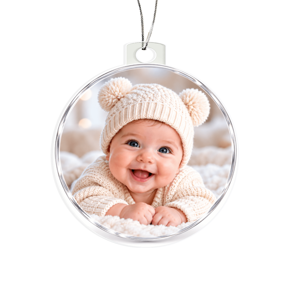Personalised Double-Sided Acrylic Circle Plaque – Custom Photo Gift