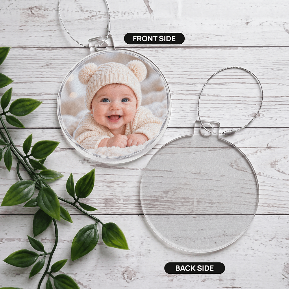 Personalised Double-Sided Acrylic Circle Plaque – Custom Photo Gift