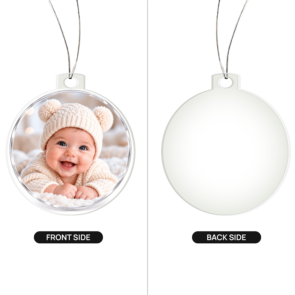 Personalised Double-Sided Acrylic Circle Plaque – Custom Photo Gift