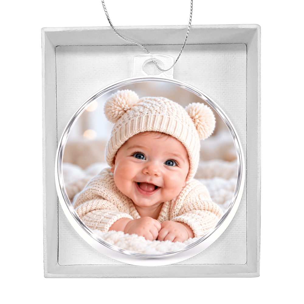 Personalised Double-Sided Acrylic Circle Plaque – Custom Photo Gift