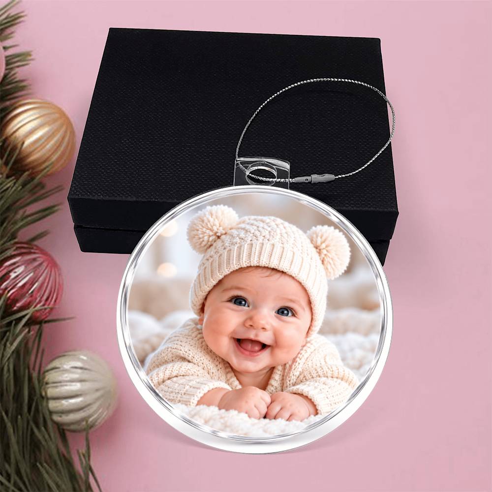 Personalised Double-Sided Acrylic Circle Plaque – Custom Photo Gift