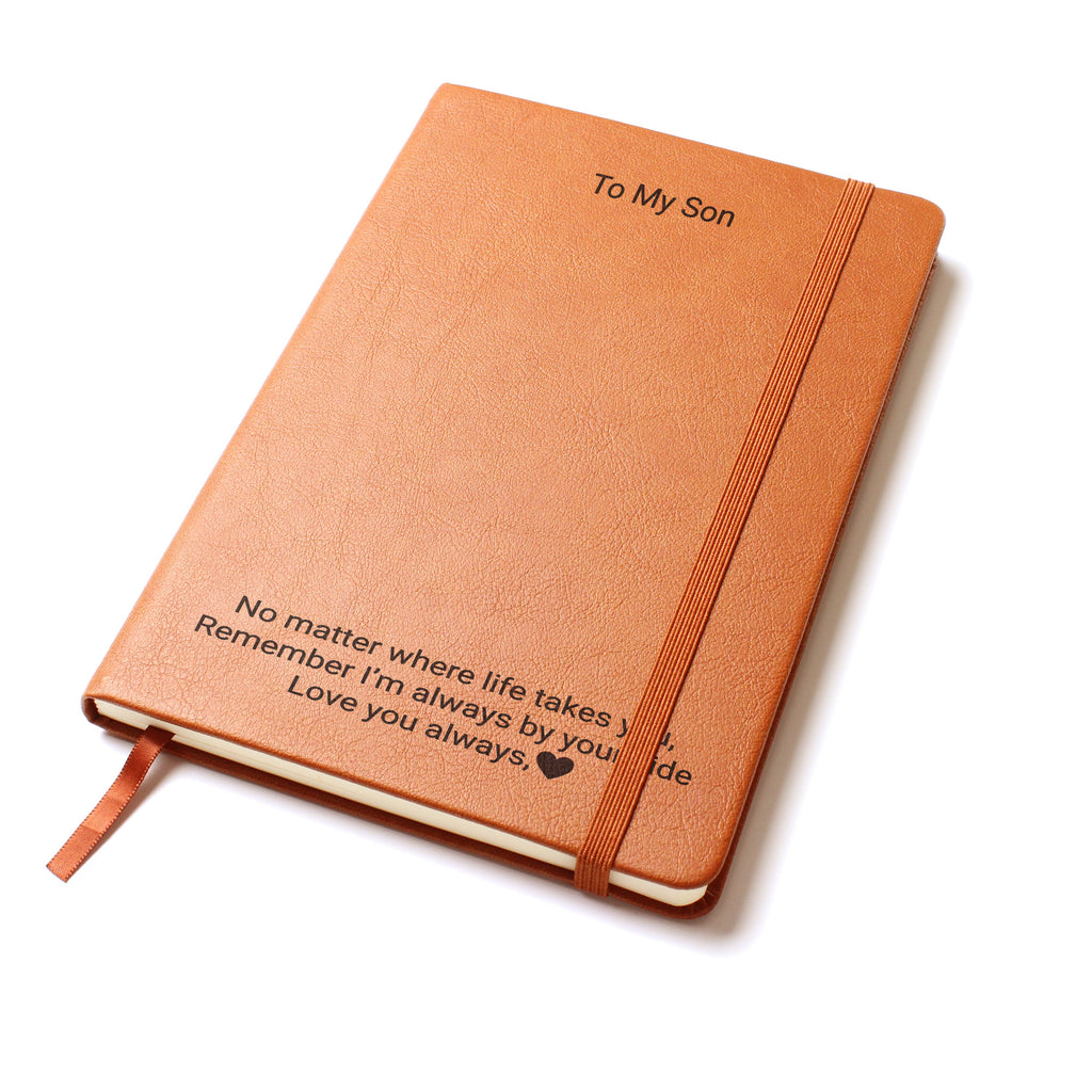 Personalised Son's Leather Journal – Engraved Gift from Dad or Mum
