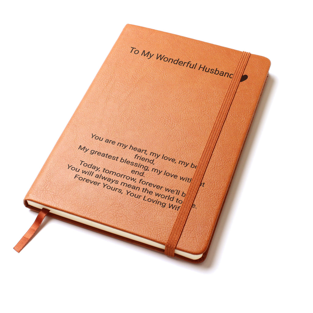 Personalised Engraved Leather Journal for Husband – Romantic Gift from Wife