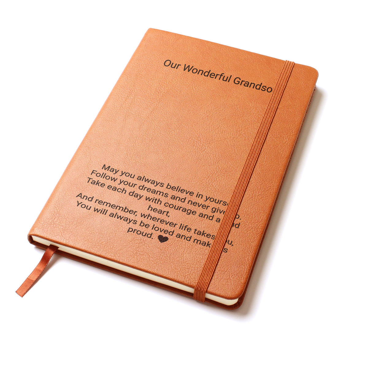 Grandson Gift Engraved Leather Journal – Personalised Keepsake Gift for Him