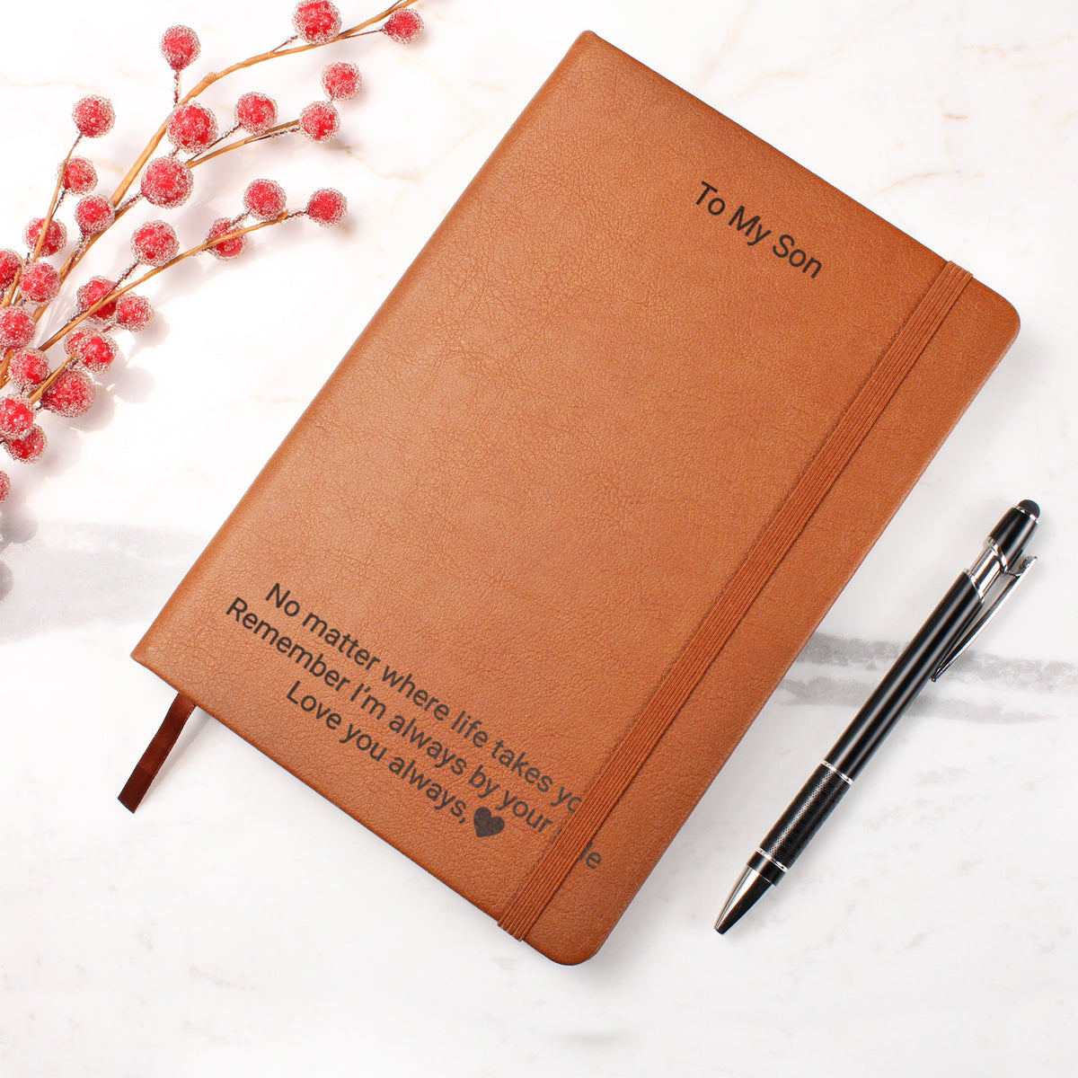 Personalised Son's Leather Journal – Engraved Gift from Dad or Mum