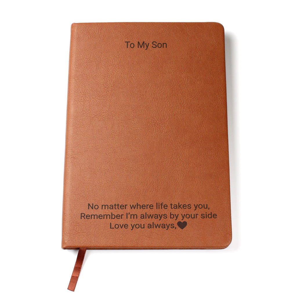 Personalised Son's Leather Journal – Engraved Gift from Dad or Mum