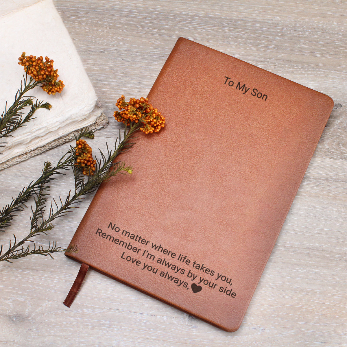 Personalised Son's Leather Journal – Engraved Gift from Dad or Mum