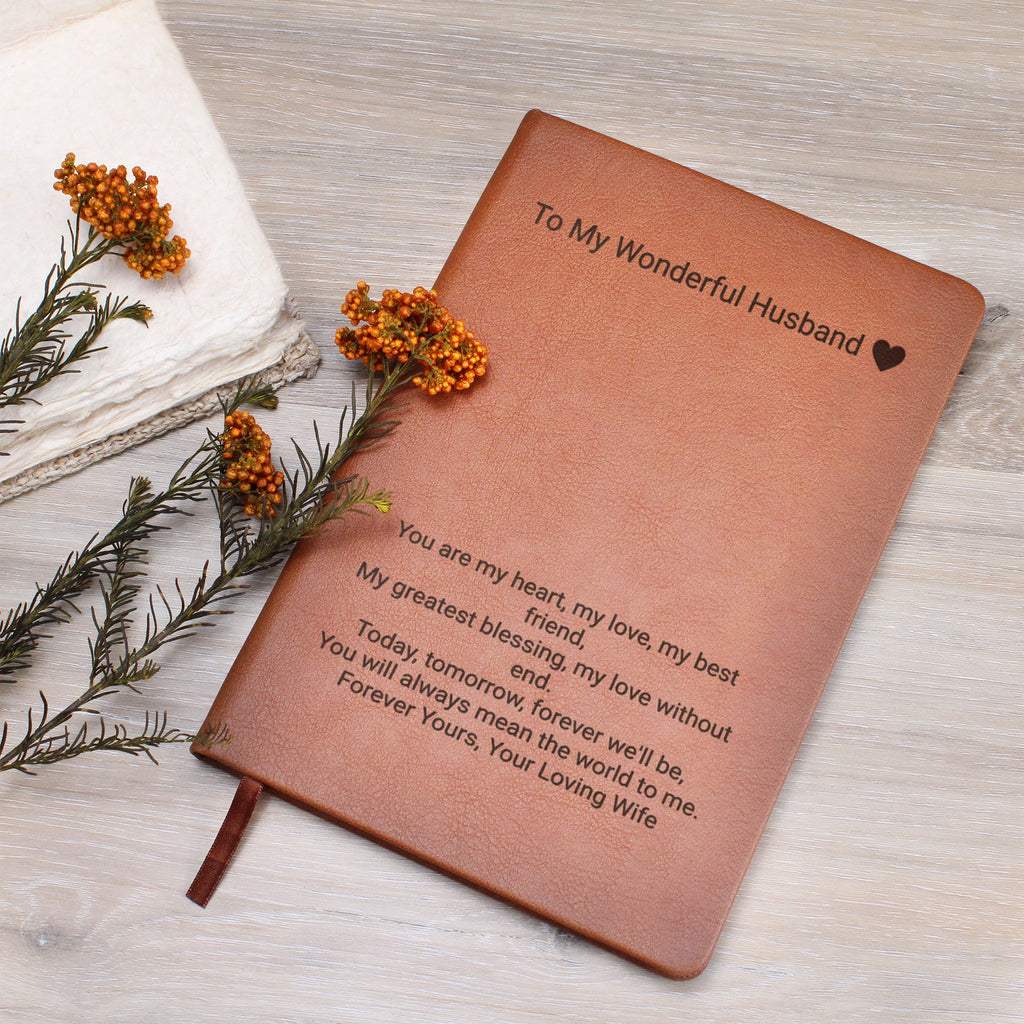 Personalised Engraved Leather Journal for Husband – Romantic Gift from Wife