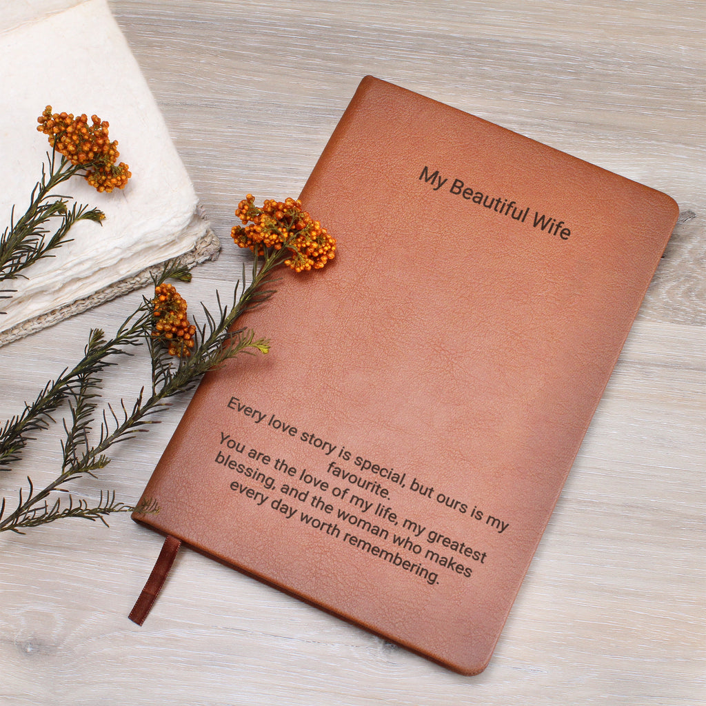 Wife Gift Engraved Leather Journal – Personalised Romantic Gift for Her