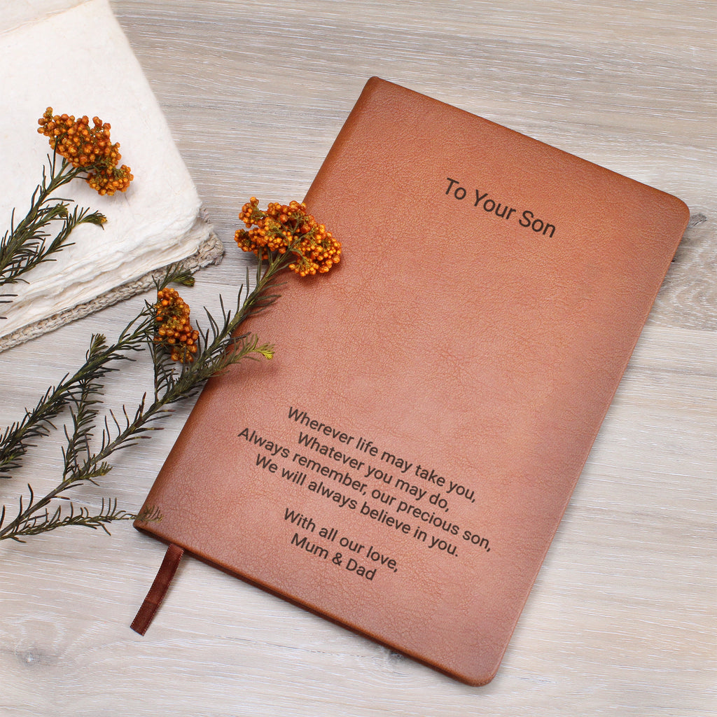 Personalised Engraved Leather Journal for Son | Meaningful Gift