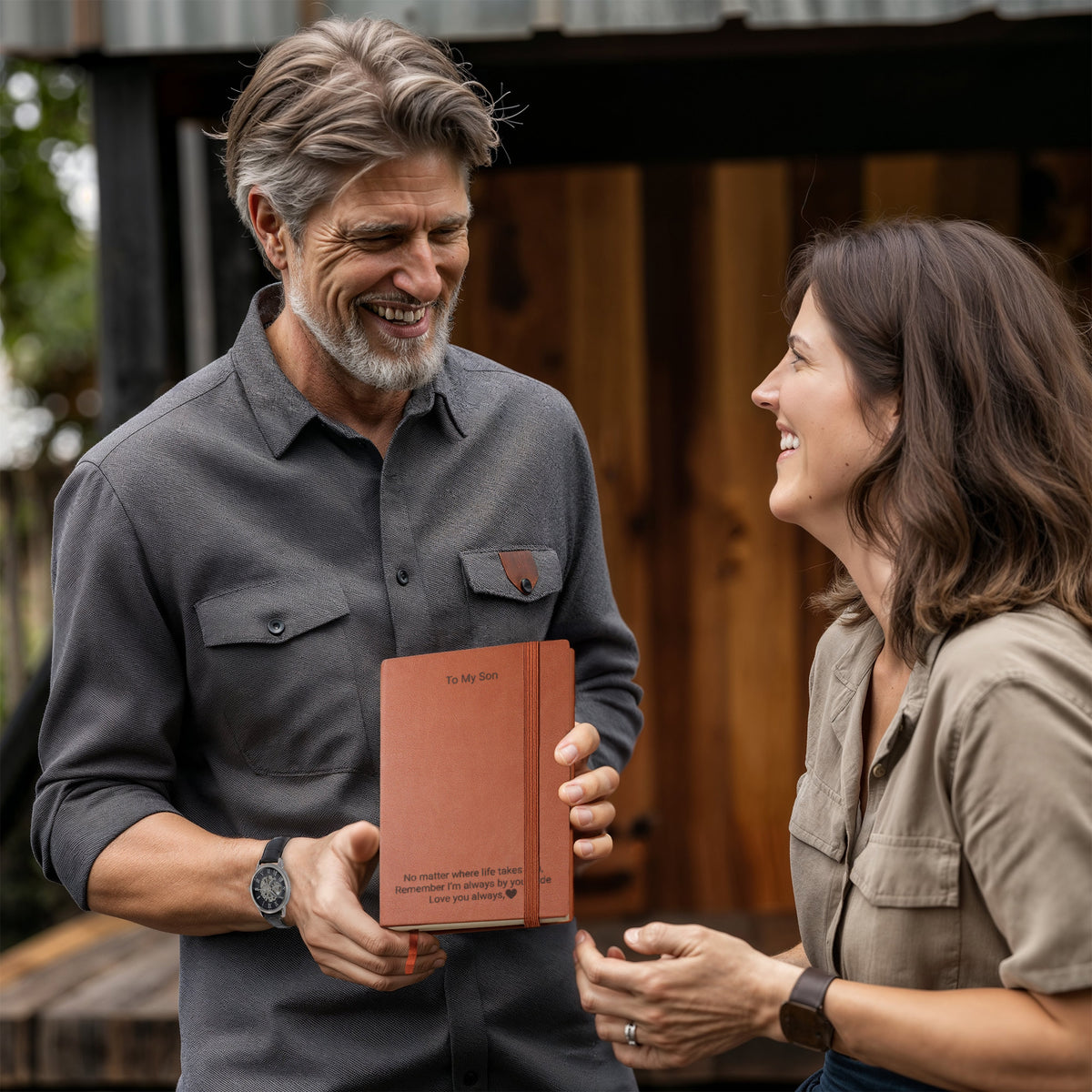 Personalised Son's Leather Journal – Engraved Gift from Dad or Mum