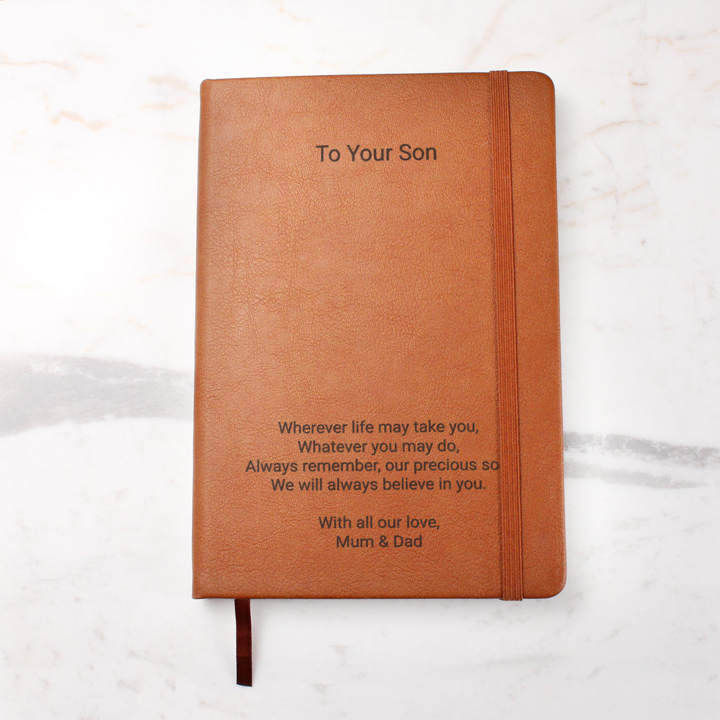 Personalised Engraved Leather Journal for Son | Meaningful Gift