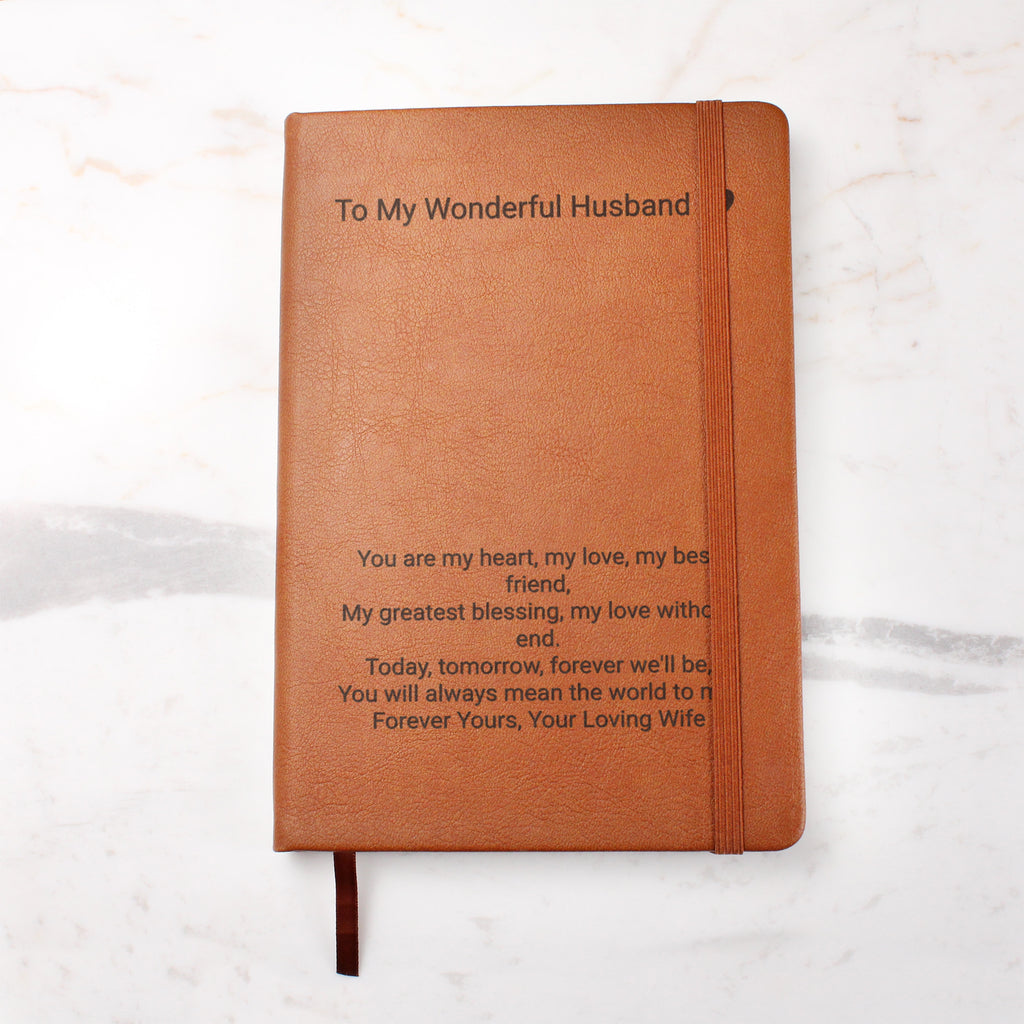 Personalised Engraved Leather Journal for Husband – Romantic Gift from Wife