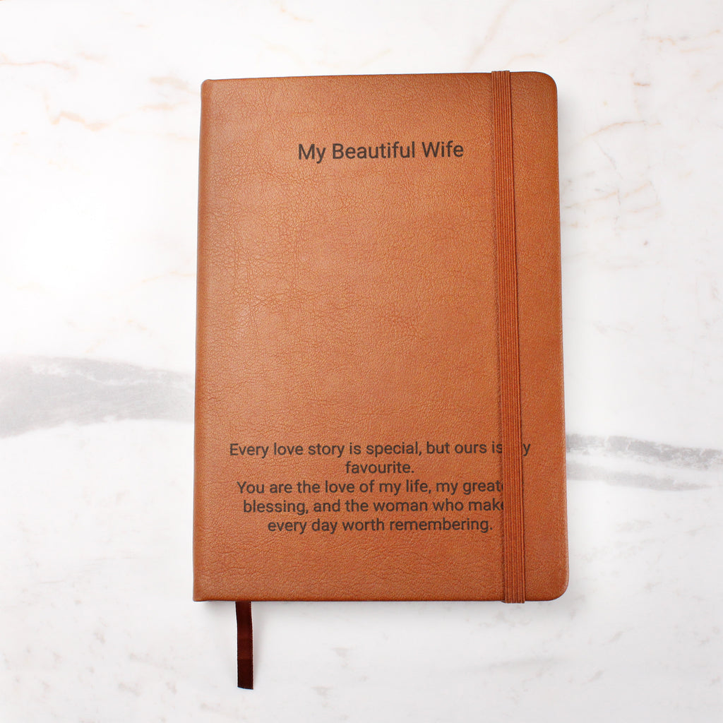 Wife Gift Engraved Leather Journal – Personalised Romantic Gift for Her