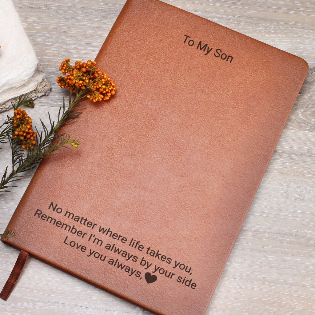 Personalised Son's Leather Journal – Engraved Gift from Dad or Mum