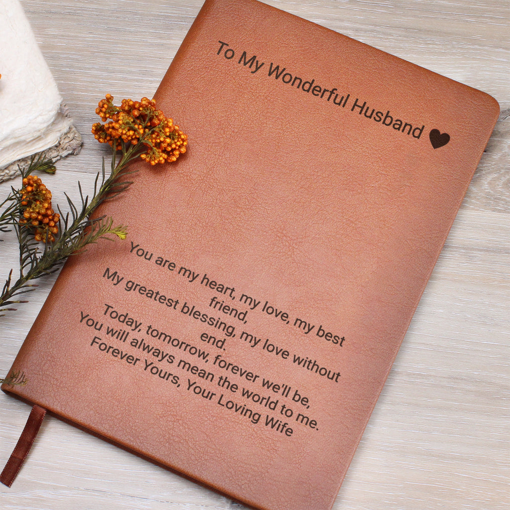 Personalised Engraved Leather Journal for Husband – Romantic Gift from Wife