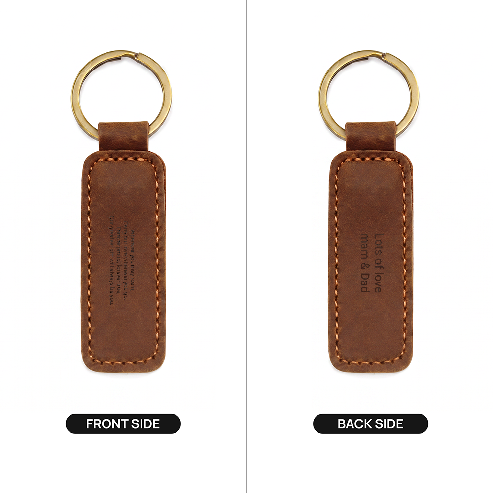 Personalised Engraved Leather Keychain for Son | Gift from Mum & Dad