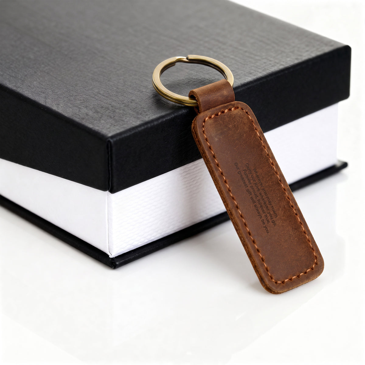 Personalised Engraved Leather Keychain for Son | Gift from Mum & Dad
