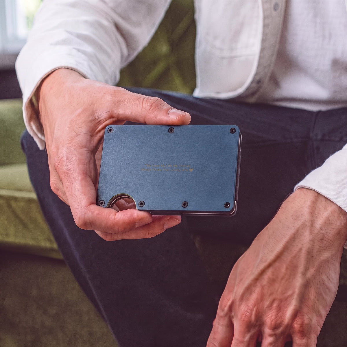 Personalised Engraved Credit Card Wallet for Husband – Special Message Gift